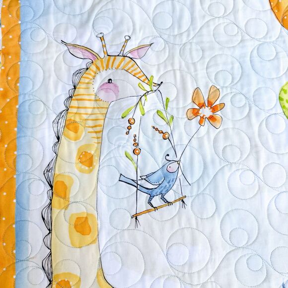 Handmade Baby Quilt – Cori Dantini Hello World Animals Crib Nursery Blanket - Picture 4 of 11